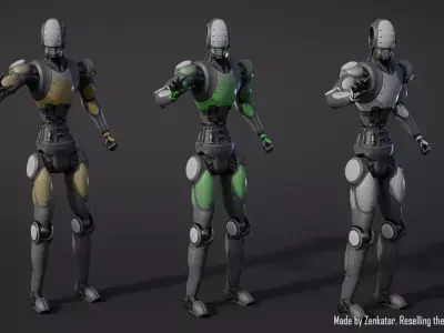 Rigged colored robot low-poly 3d model v3 Low-poly 3D model