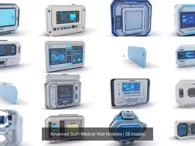 Advanced SciFi Medical Wall Modules 3D Model Pack