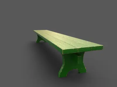 School Bench Low-poly 3D model
