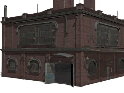 Old brick factory Low-poly 3D model by sobul
