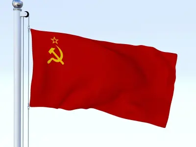 Animated Soviet Union Flag Low-poly 3D model
