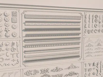 Collection stucco molding frame Low-poly 3D model get