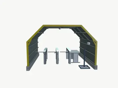 Employee Visitor Access Entry Gate Factory Low-poly 3D model