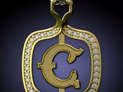 C Letter pendant  3D print model purchase