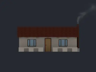 small house with smoke Low-poly 3D model