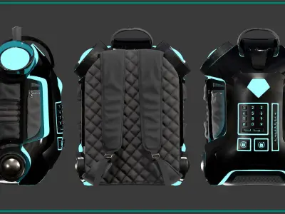 SCI-FI backpack with texture and smart material 3D model