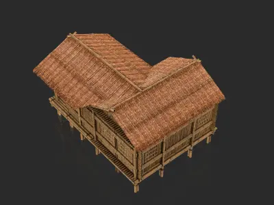 Bamboo House 2 - Jungle Hut 3D model