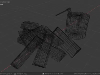 firewood two pieces of wood Low-poly 3D model