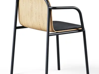Wooden Upholstered Shell Armrest Chair by Annud 3D model