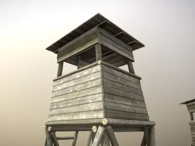 Wooden High Seat For Hunting Low-poly 3D model