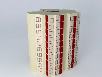 Flat apartment building Free 3D model