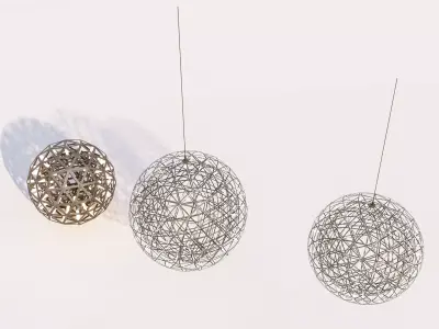 Modern Metal Mesh Pendant and Sphere Chandelier Pack 3D model