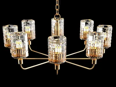 ALBERTA gold chandelier with clear glass shades 3D model