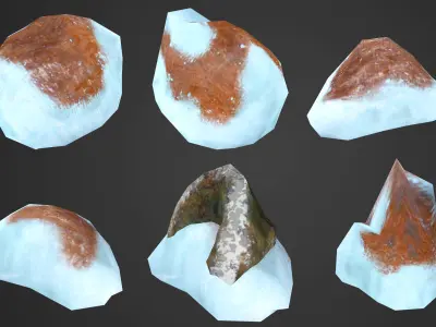 Stylized Rocks Bundle Low-poly 3D model