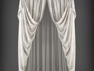 Curtains draped curtain Low-poly 3D model