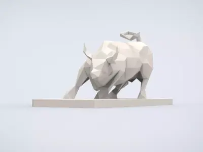 Printable Wall Street Bull Lowpoly Style 3D print model