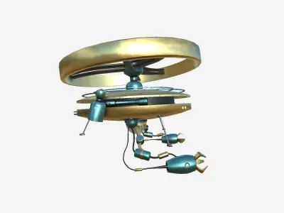 Flying Robot I02 Golden - SciFi Character Design Low-poly 3D model