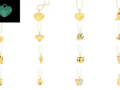 160 Kids Pendant charms 3dm stl renders pack