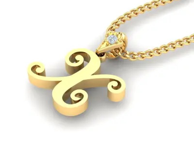 Alphabet V3 Light Gold  Font Pendant X 3D print model