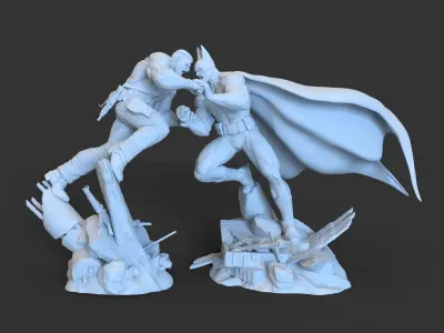 x2 Batman Vs Punisher STL 3d printing collectibles 3D print model