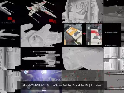 Model-X MK II 1-24 Studio Scale Set Red 3 and Red 5  3D Model Pack