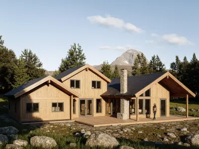 Wooden House 3D Model Modern Chalet Design IFC SKP OBJ GLB FBX 3D model