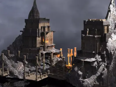 Mining Drake Tower Kitbash  2  3D model