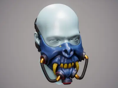 Cyber Mask 01 Low-poly 3D model