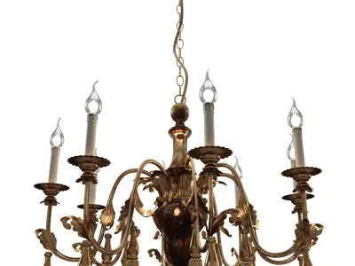 Italian 8 Light Painted Column Chandelier 3D model