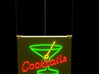 Chinese neon light Low-poly 3D model