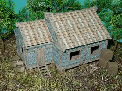 Old House game geady PBR Free low-poly 3D model
