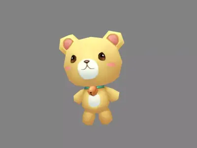 cartoon light yellow toy bear Low-poly 3D model