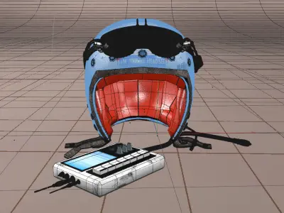 FM Stereo Headset Helmet SciFi 3D model