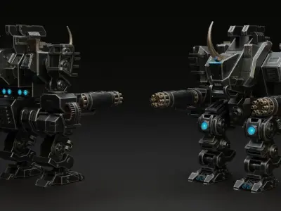 25 Sci-Fi Robot Mechas Library Blender Addon Low-poly 3D model