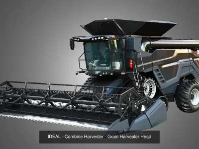 IDEAL - Combine Harvesters - 4 Different Harvester Heads 4 in 1 3D Model Pack