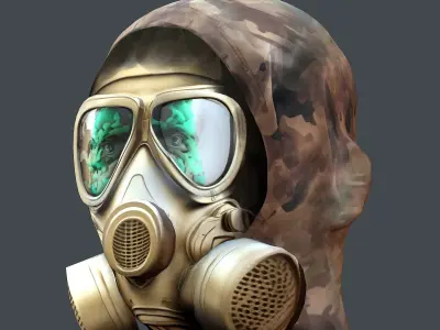 Gas mask helmet 3d model military combat Low-poly  3D model
