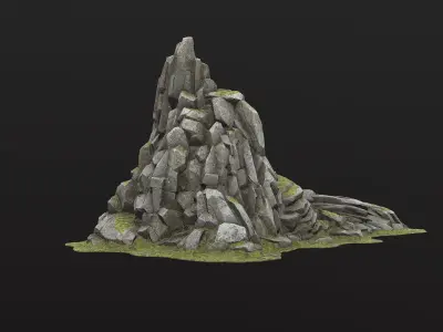 Rock Island mountains 2  Low-poly 3D model