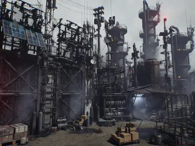 Post Apocalypse Survivor Environment Kitbash set Low-poly 3D model