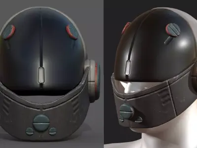 Helmet scifi fantasy PBR textures low poly  Low-poly 3D model