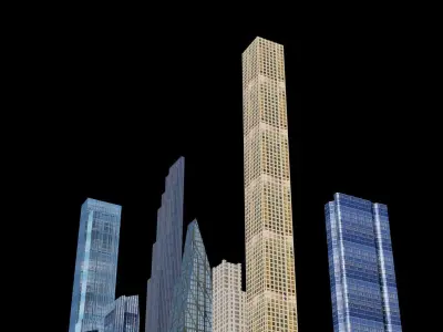 Billionaires Row Pack - All Billionaires Row Skyscrapers Low-poly 3D model