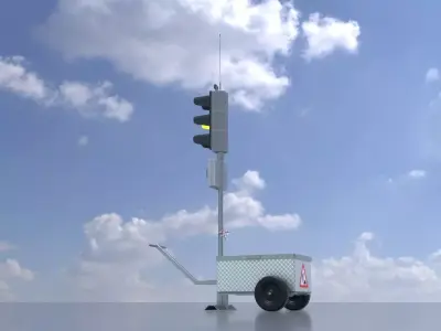 Mobile construction site traffic lights Animated Low-poly 3D model