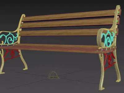 Park bench 3D model 13
