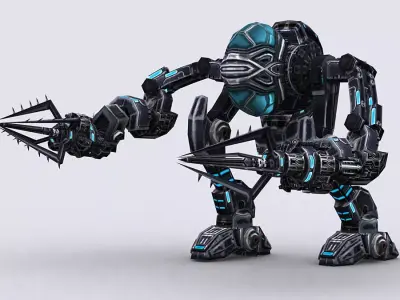 3DRT - Mech robot engineer - 06 Low-poly 3D model