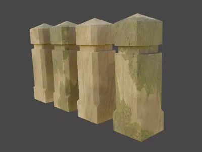 German Old Town Sandstone Bollard Low-poly 3D model