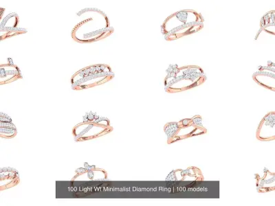 100 Light Wt Minimalist Diamond Ring 3D Model Pack