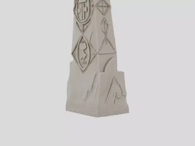 Ancient Fantasy Stone Boundary Marker for 3D print Low-poly 3D model