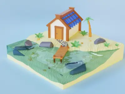 hous on the beach Free 3D model