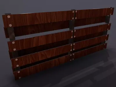 wooden fence Low-poly 3D model