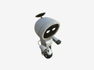 Wheel Robot H01 White Dust - SciFi Character Design Low-poly 3D model