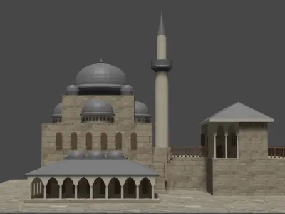 Ottoman  Turkic  Style Mosque   Free 3D model